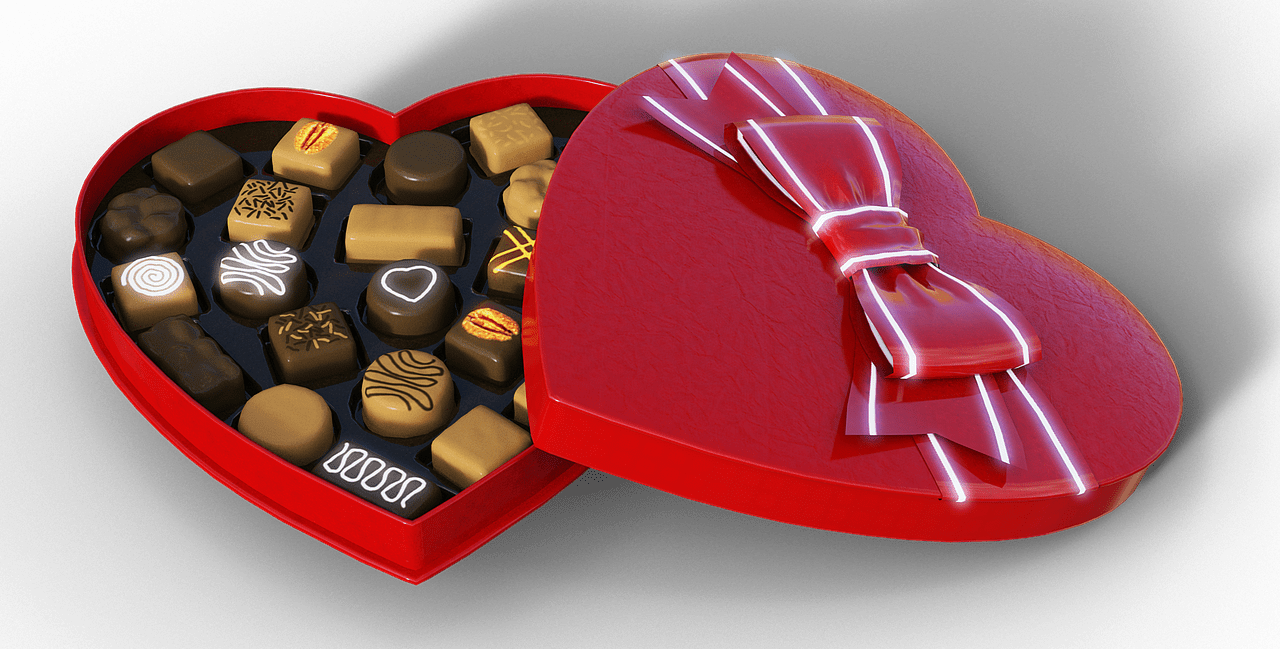 Valentine's Dance Party - Love Heart Chocolate Box Creative Packaging (1280x649), Png Download