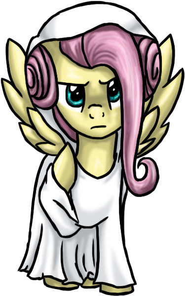 Silverwolfeye, Fluttershy, Princess Leia, Safe, Solo, - Cartoon (535x727), Png Download