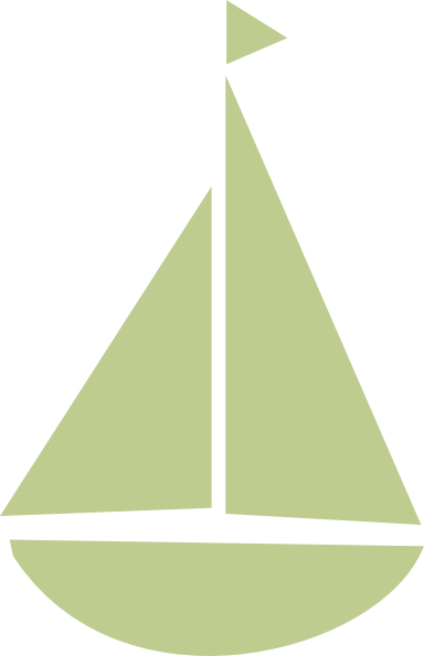 Sailing Clipart Triangle - Green Cartoon Boat (384x595), Png Download