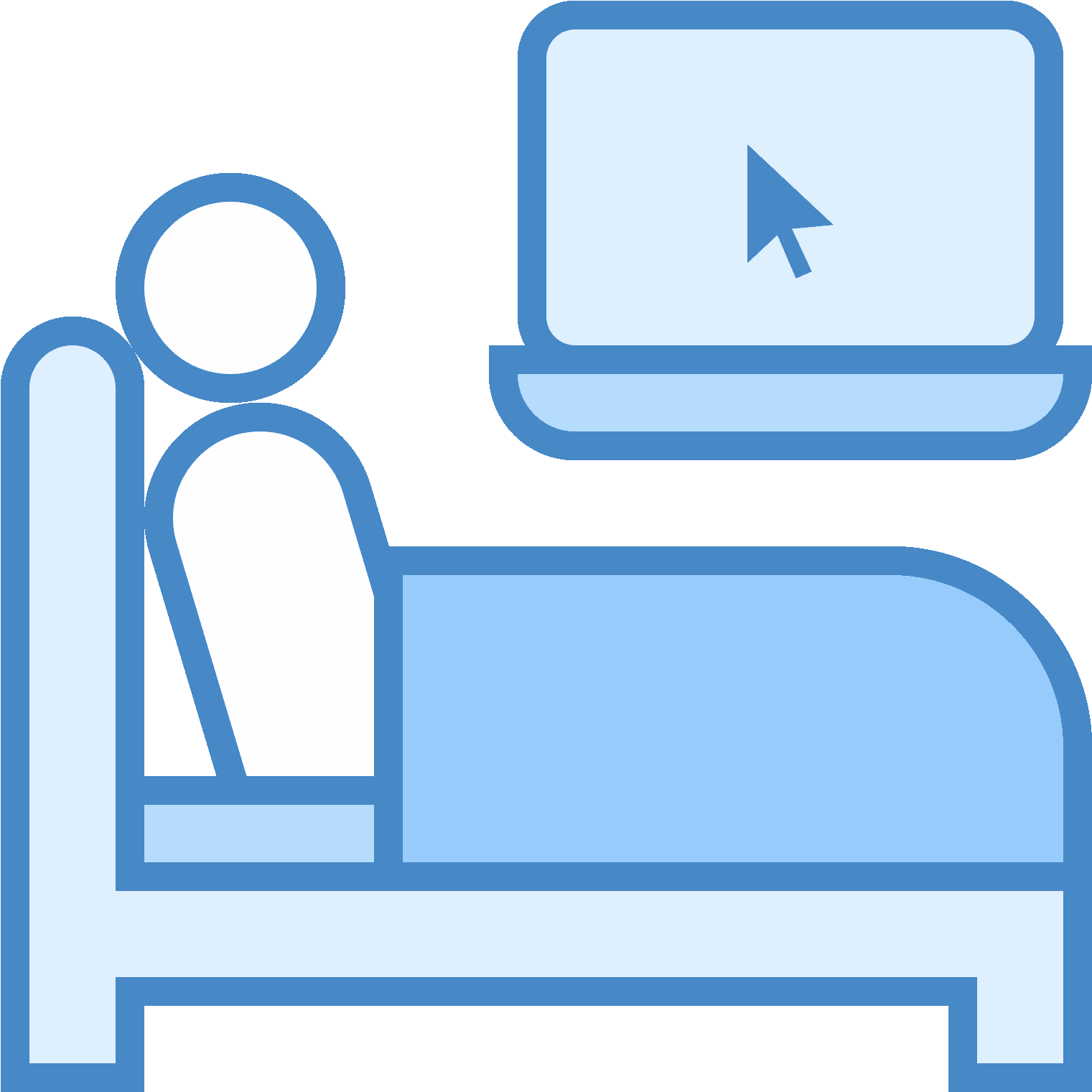 Work In Bed Icon - Cartoon Watch Tv In Bed (1600x1600), Png Download