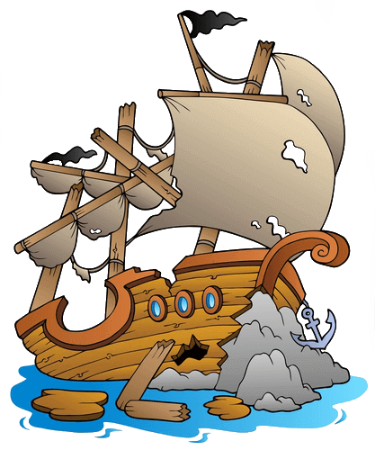 Shipwreck-graphic - Sinking Pirate Ship Clip Art (417x500), Png Download
