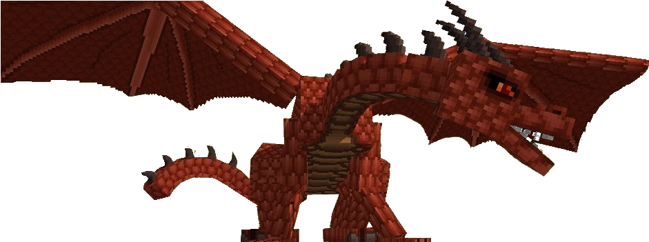 Each Wing Flap Raises The Dragon Two Blocks - Red Fire Dragon Minecraft (947x350), Png Download
