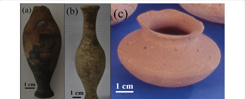 Photographs Of The Sampled Vases: A) Unguentarium From - Earthenware (850x346), Png Download