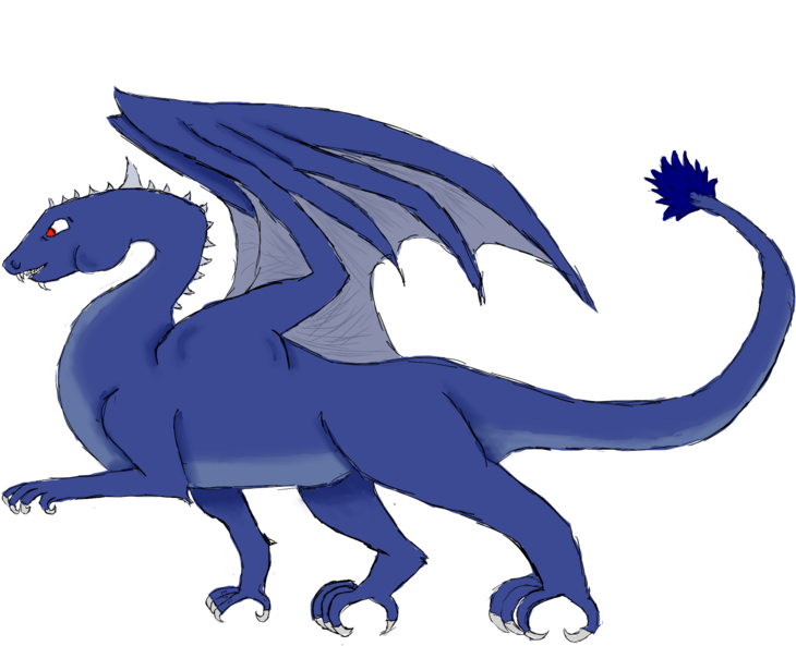 Blue Fire Dragon - Digital Art (900x754), Png Download