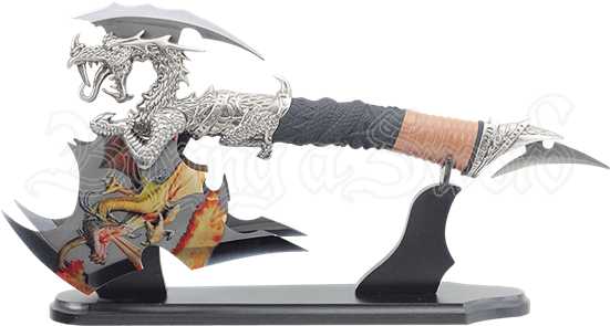 Double Fire Dragon Axe - R.b. Trading Fantasy Axt Mit Doppelklinge - Axt Drache (550x550), Png Download