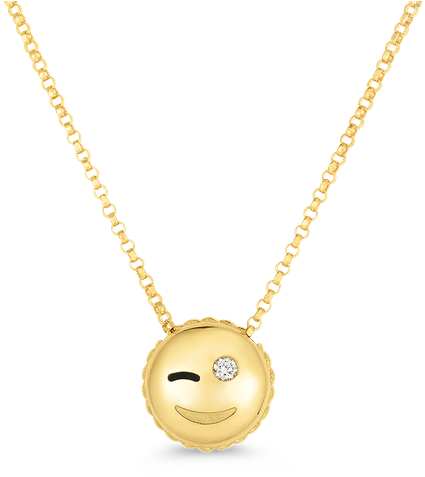 Roberto Coin Wink Emoji Pendant With Diamonds - Pendant (800x800), Png Download