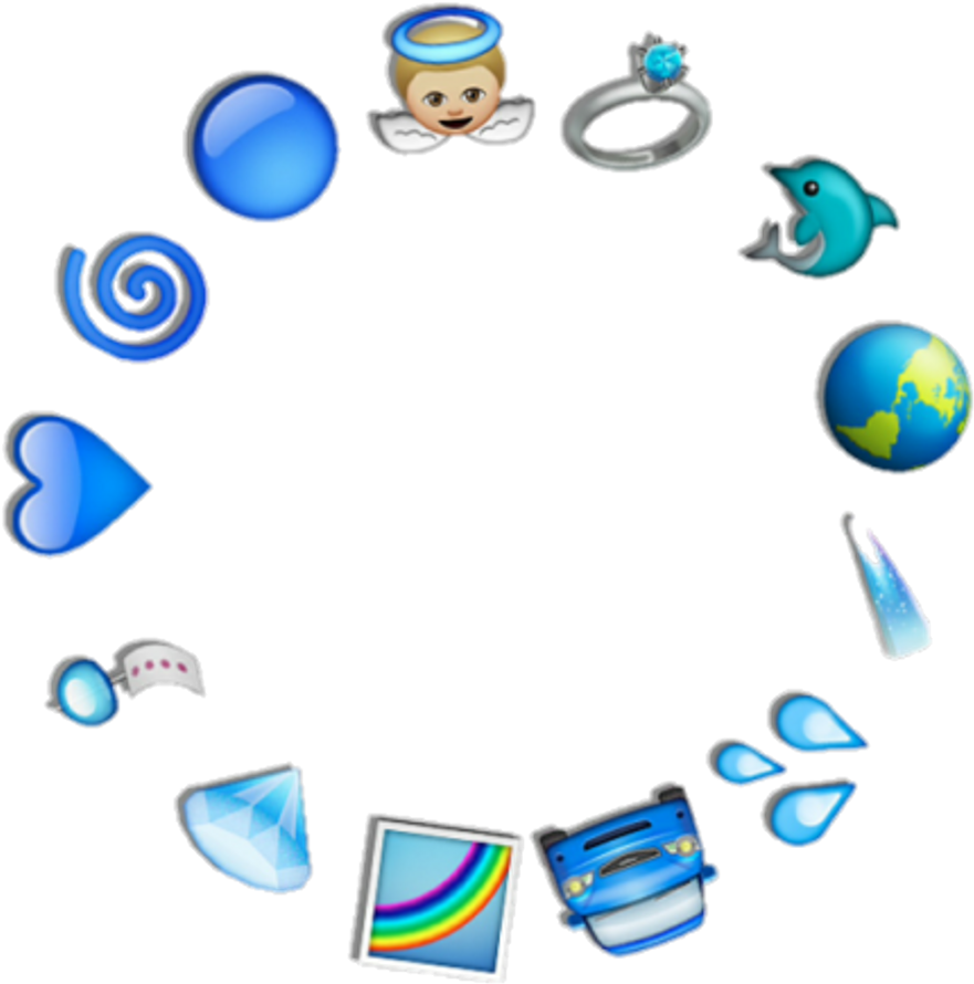 Blue Emoji Angel Delphin Rainbow Car Diamond Heart - Blue Emojis Overlay (1024x1024), Png Download