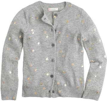 Girls' Glitter Stars Cardigan - Sweater (390x369), Png Download