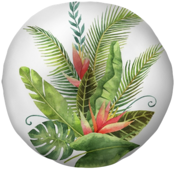 Watercolor Bouquet Tropical Leaves And Flowers Isolated - Watercolor Painting (400x400), Png Download
