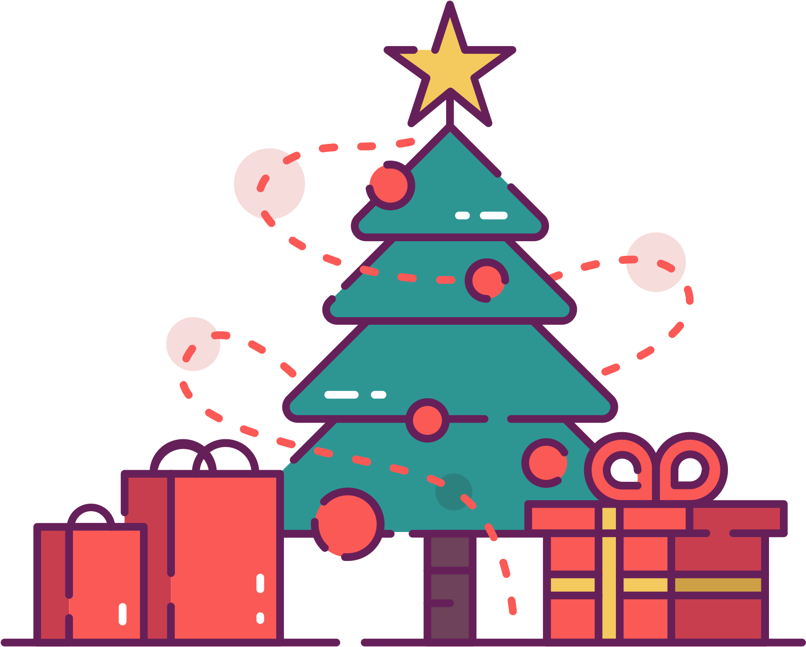 Christmas Tree With Presents Clip Art - Christmas Tree (1920x1280), Png Download