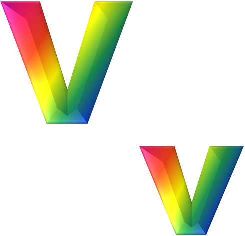 Letra V Arco Iris (531x640), Png Download