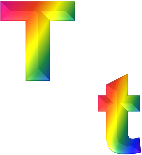 Rainbow Letter T (500x620), Png Download