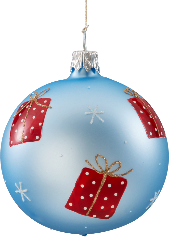 Christmas Bauble Light-blue, Matt With Presents, 7 - Christmas Ornament (1000x1000), Png Download