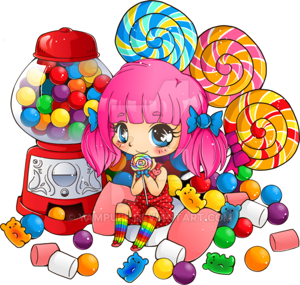 Candy Pile Png Svg Freeuse Library - Chibi Girl With Candy (600x570), Png Download