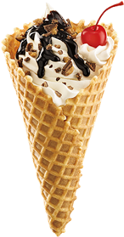 Waffle Cone Transparent Background Png - Sundae In A Cone (400x356), Png Download