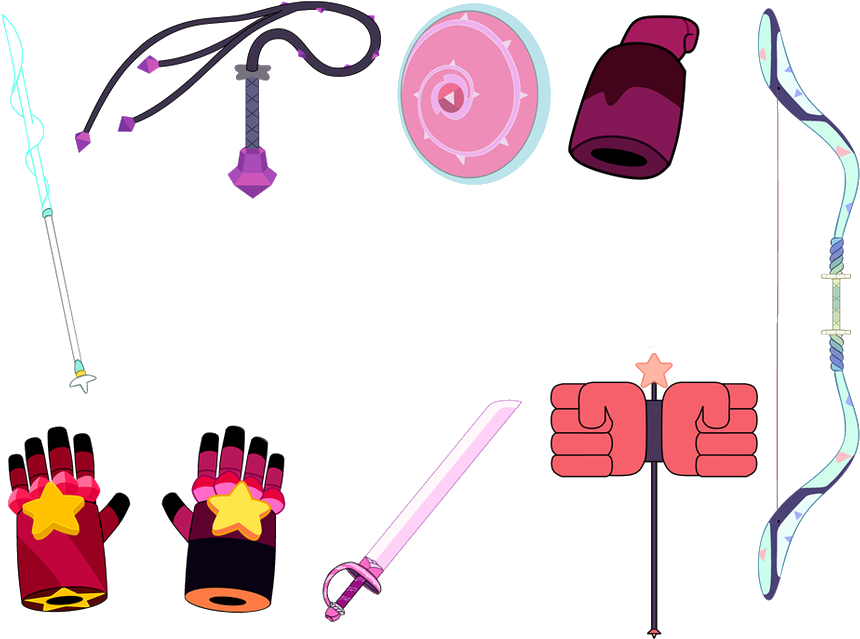 Gems Clipart Hard Object - Steven Universe Crystal Gems Weapons (900x655), Png Download
