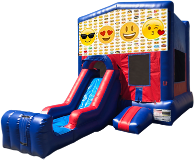 Emoji Mini Red & Blue Bounce House Combo W/ Single - Descendants Bounce House (504x378), Png Download