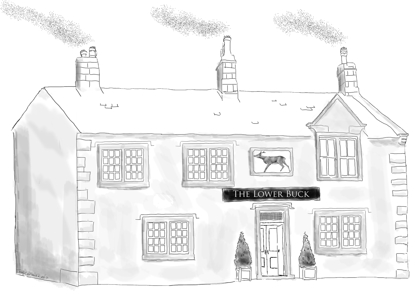 Drawn Buck Pen - Drawing (1437x1024), Png Download