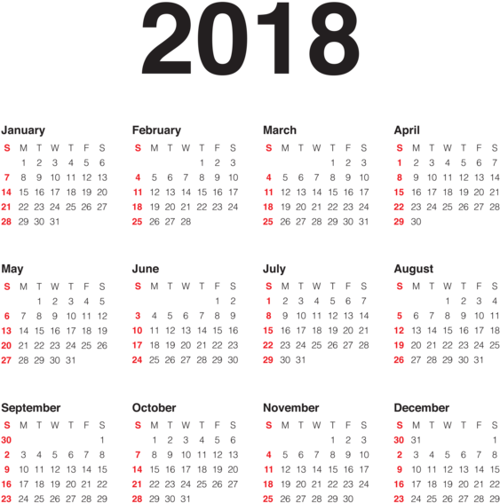 Blank Calendar 2018, Monthly Calendars, Free Printable - 2018 Calendar Transparent (590x600), Png Download
