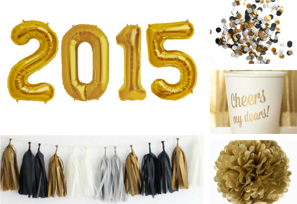 A Simple Time To Party, Of Course, At Home - Gold And Black New Year Party Decor (1000x700), Png Download