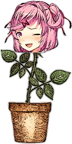 Oc Edited Medialewd Plantsuki - Rose Flower Painting In Pot (343x552), Png Download