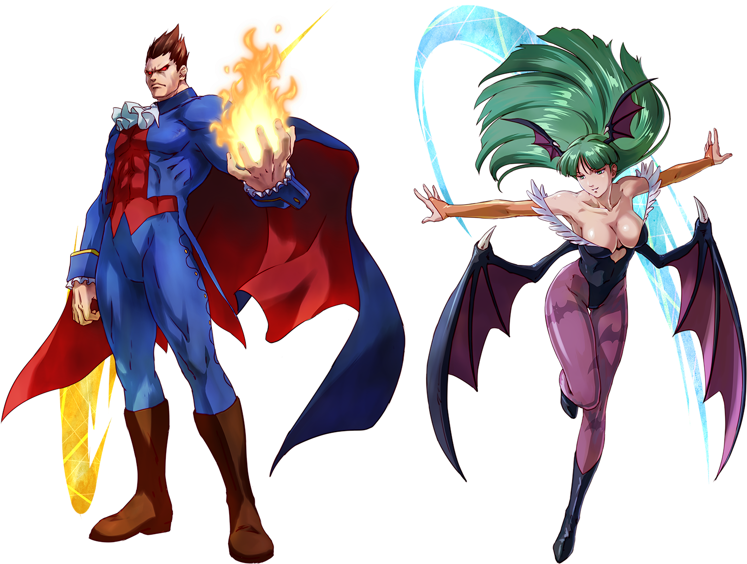 Chun-li And Ling - Project X Zone 2 Morrigan (1549x1151), Png Download