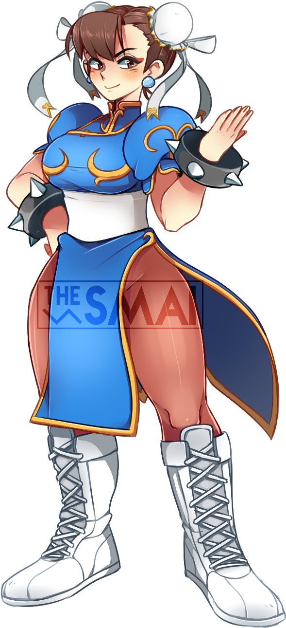 So Here's The Chun-li Artwork From Who Dat For Your - Cartoon (800x1408), Png Download