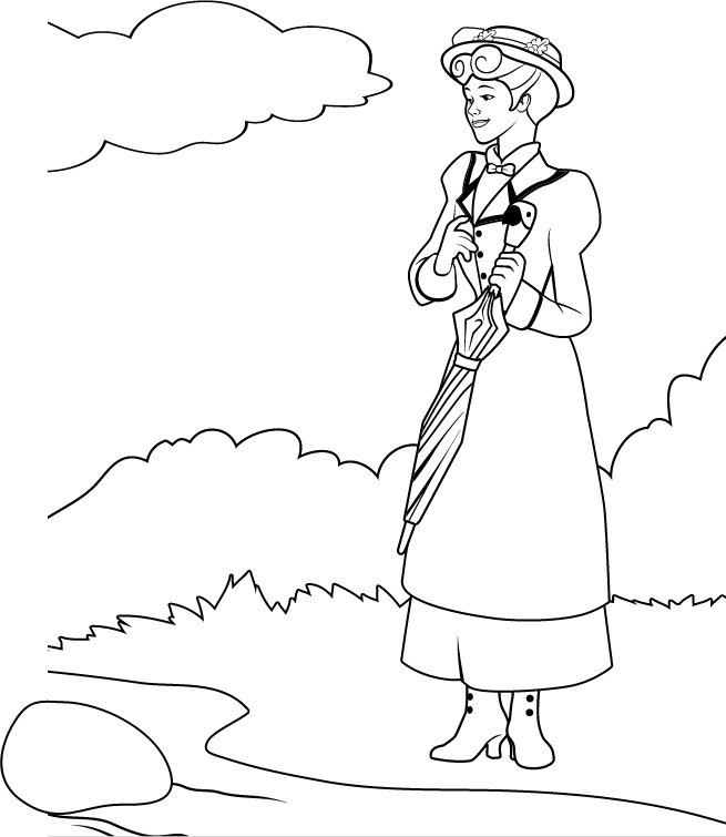 Free Coloring Page How To Draw Mary Poppins, Julie - Julie Andrews Coloring Pages (655x755), Png Download