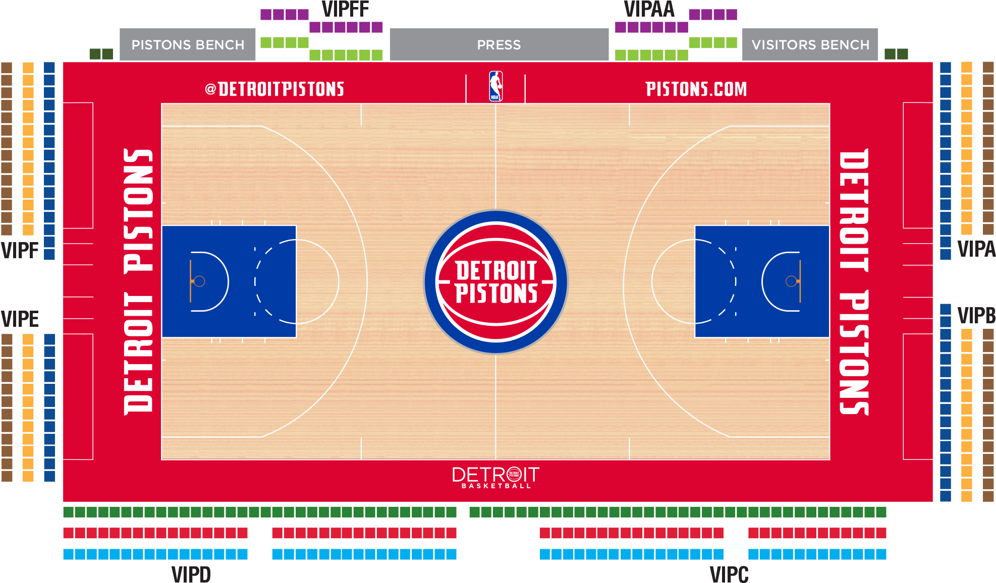 Tap Seating Chart To View Larger - Little Caesars Arena Pistons Seating Chart (2000x1171), Png Download