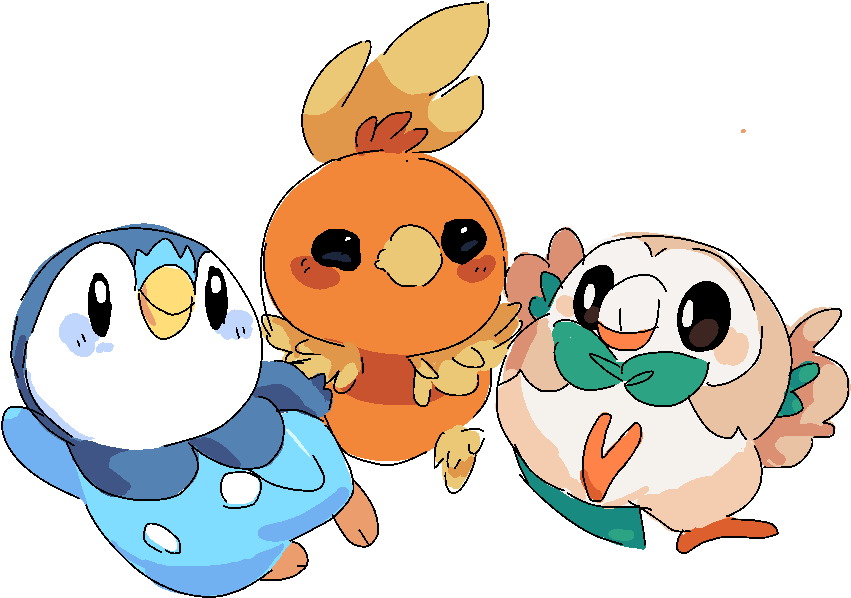 Image - Torchic Piplup Rowlet Birds (890x658), Png Download