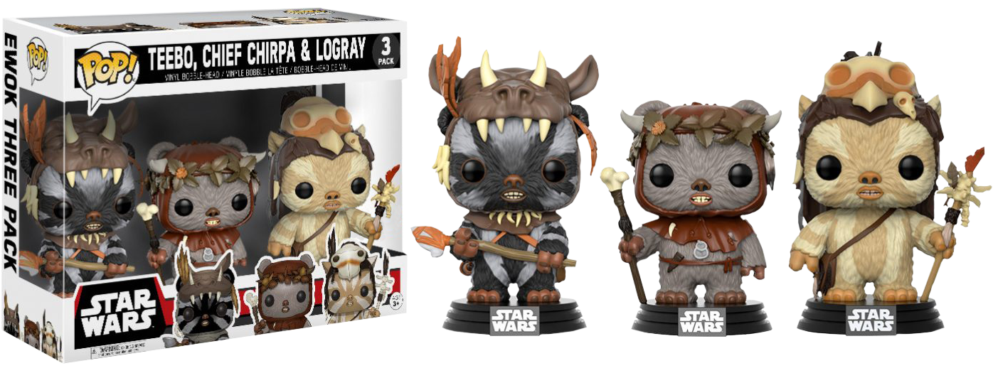 Star - Funko Ewok 3 Pack (1402x527), Png Download