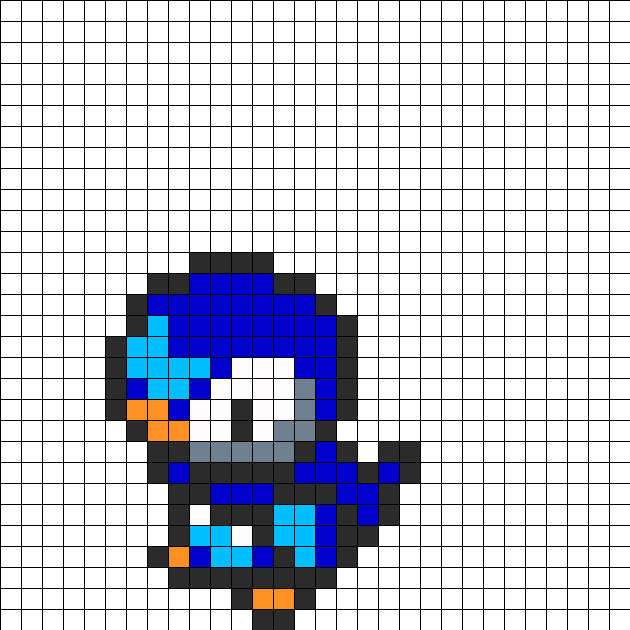 Fuse Bead Piplup Perler Bead Pattern / Bead Sprite - Pokemon Pixel Art Piplup (630x630), Png Download