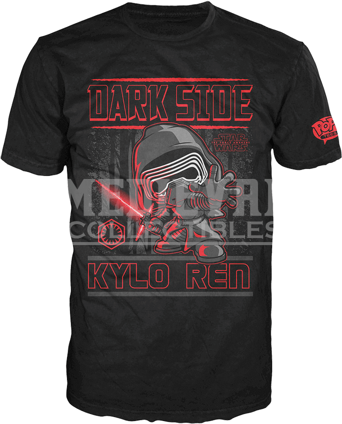 Kylo Ren Poster T-shirt - Pop Tees Star Wars Dark Side Kylo Ren Men's T-shirt (850x850), Png Download