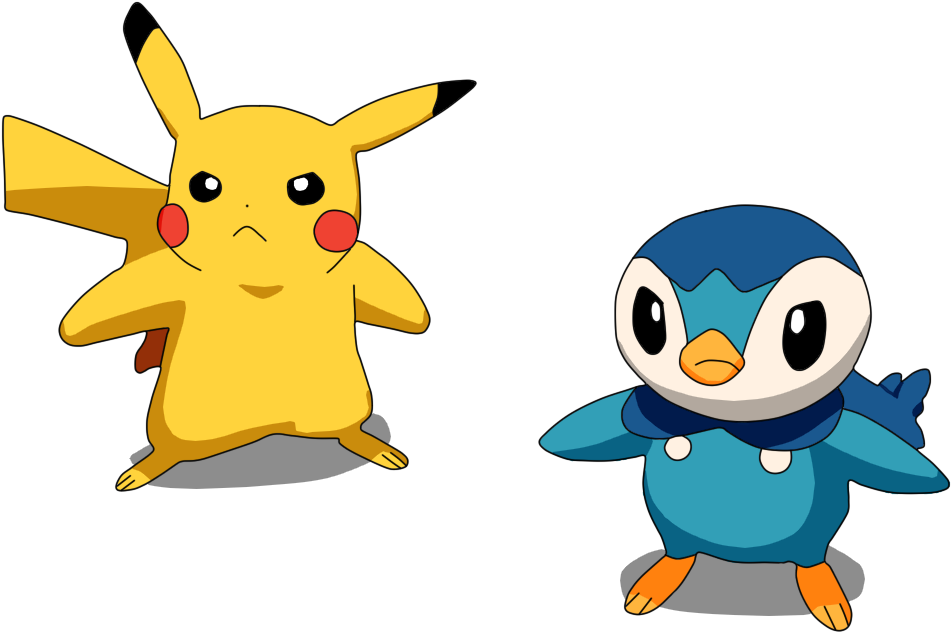 Piplup Drawing Emo - Piplup And Pikachu Png (985x677), Png Download