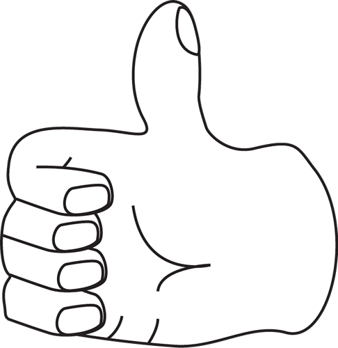 Hand Black And White Hands Clipart Black And White - Thumb Clip Art Black And White (486x500), Png Download