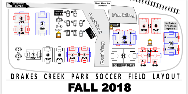 Field Maps - Drakes Creek Park Soccer Field Map (960x365), Png Download