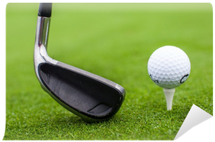 Golf Tee Ball Club Driver In Green Grass Course Closeup - Golf (400x400), Png Download