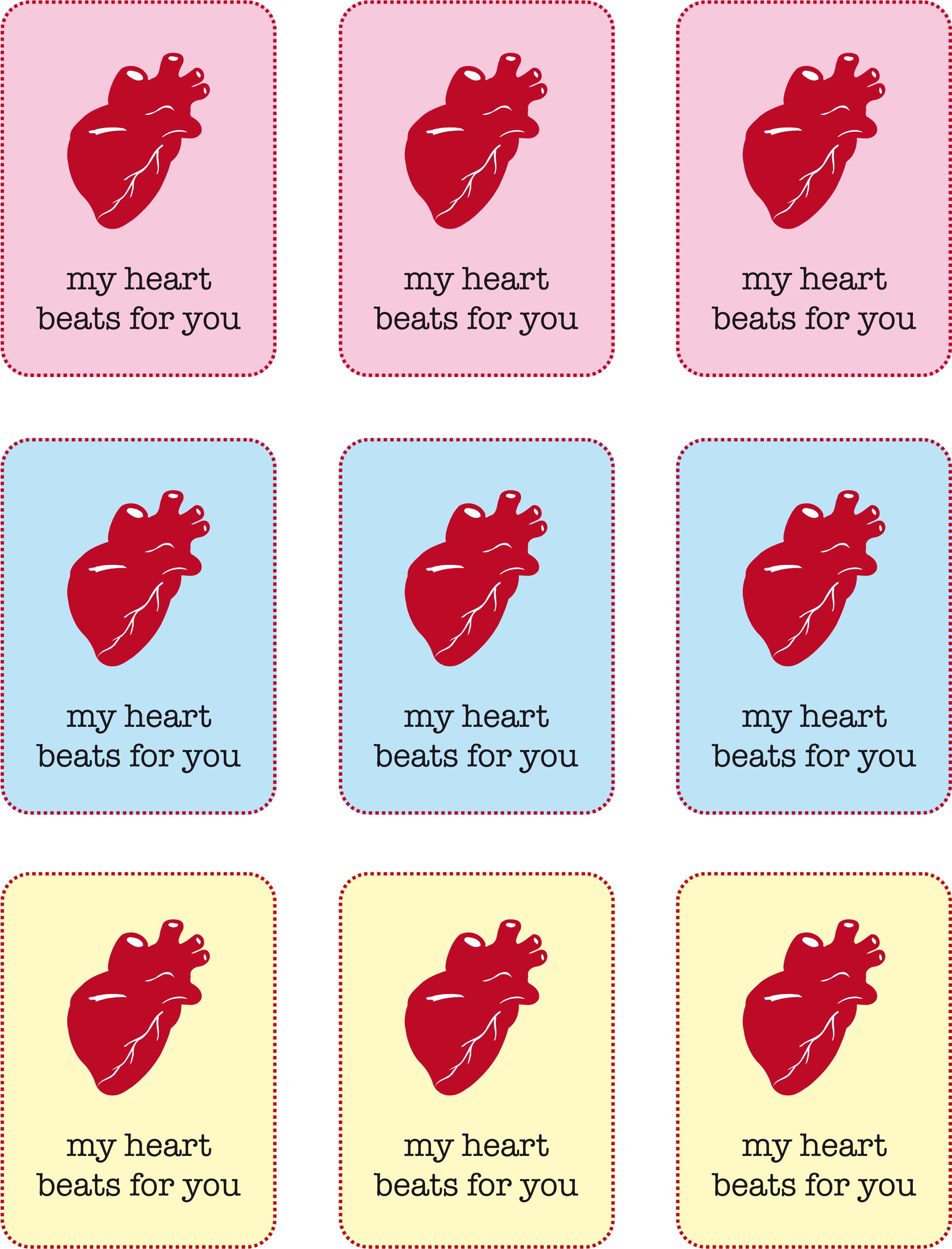 Valentineprintables Myheartbeatsforyou Multicolors (2550x3300), Png Download