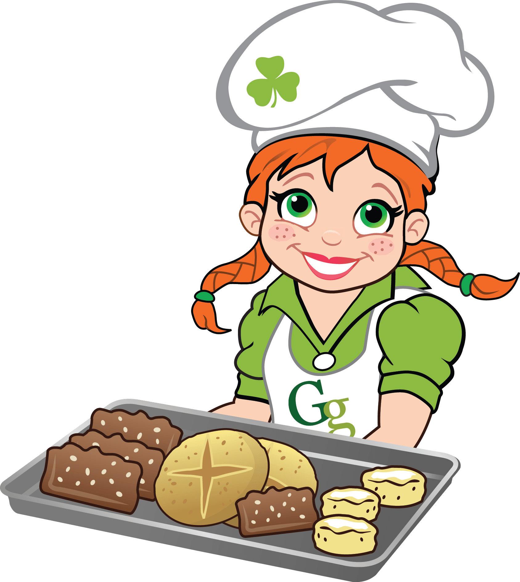 Brown Bread - Girl Making Bread Cartoon (1687x1887), Png Download