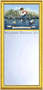 Children's Boy Or Girl Mirror - Nyu Eglomise Mirror With Gold Frame 74882 (295x479), Png Download