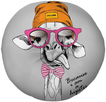 Giraffe Portrait In A Hipster Hat And With Glasses - Tableau Toile - Girafe Cool 5 (400x400), Png Download