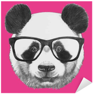 Hand Drawn Portrait Of Panda With Glasses - Panda With Glasses Shirt (400x400), Png Download