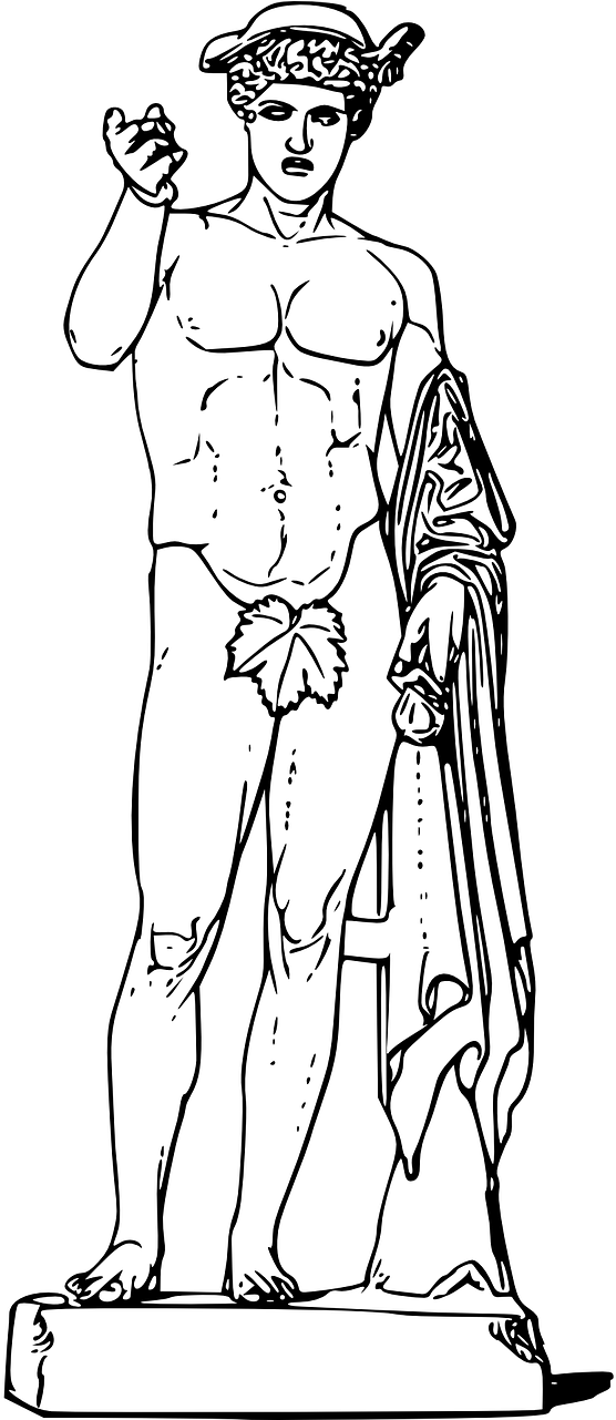 The Caduceus Is Often Mistakenly Used As A Symbol Of - Roman Statue Line Drawing (640x1280), Png Download