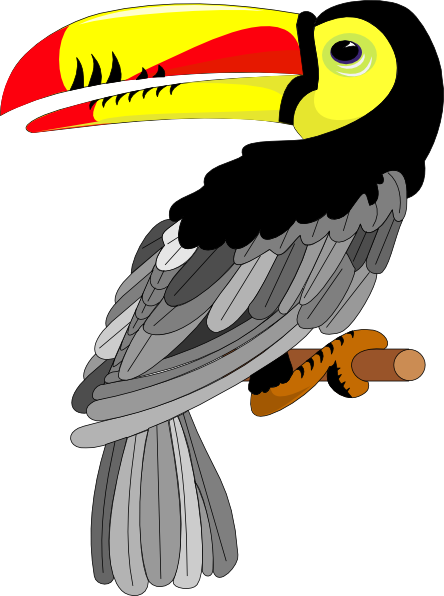 Toucan Clipart Outline - Toucan Flying Clipart With Transparent Background (444x596), Png Download