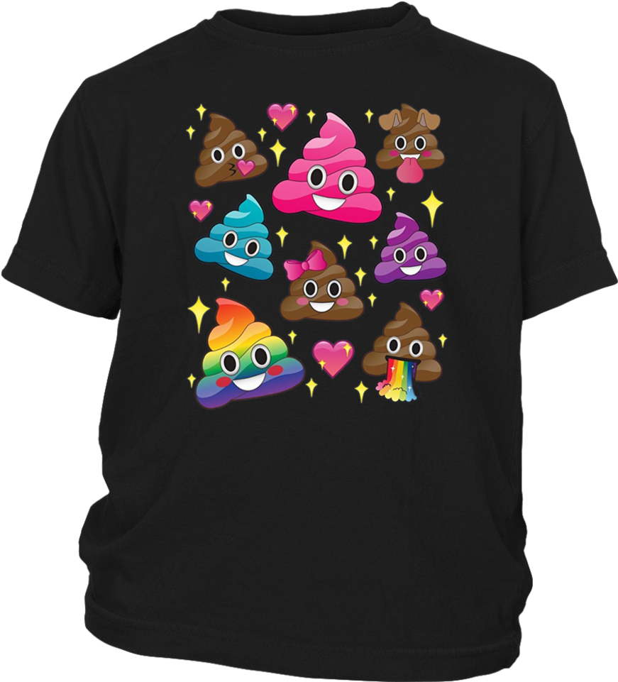 Cute Emoji Poop Rainbow Pink Bow Gold Unicorn Girl - Cute Girl Rainbow Emoji Poop T-shirt - Bff Gift Or (960x960), Png Download