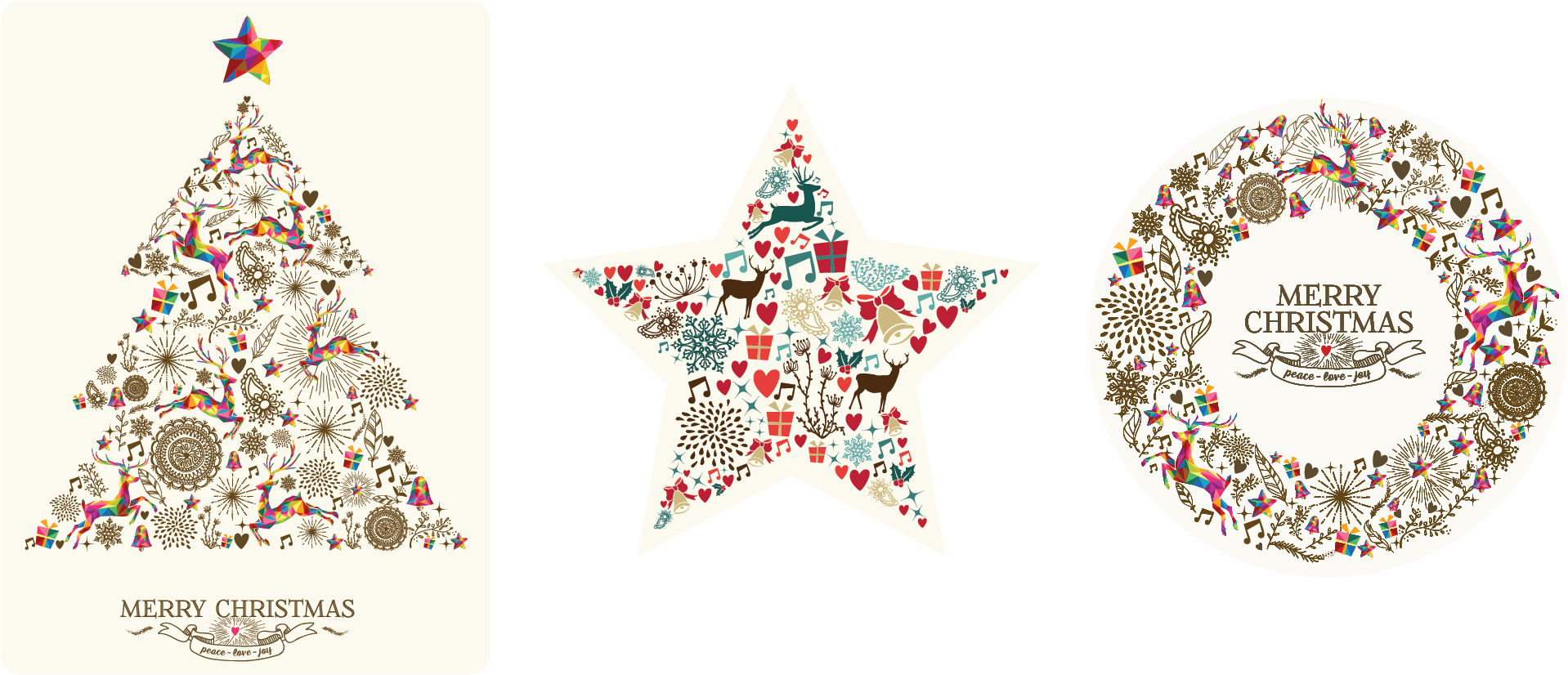 Christmas Stickers Up Close V=1478830685 - Rainbow Wreath Christmas Cards (1995x847), Png Download
