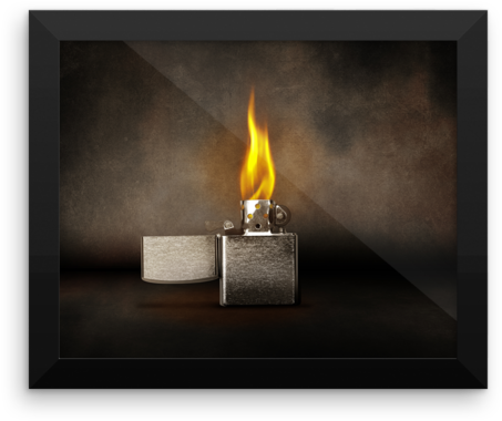 Open Lighter With Flames On Gray Background Keychain (600x600), Png Download