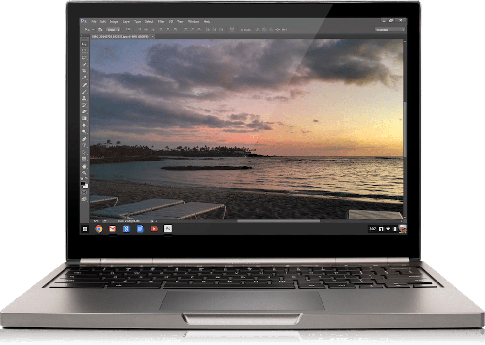 Chrome Os Updated To Version 40 W/ New Wallpaper Features, - Photoshop Chromebook (1000x712), Png Download