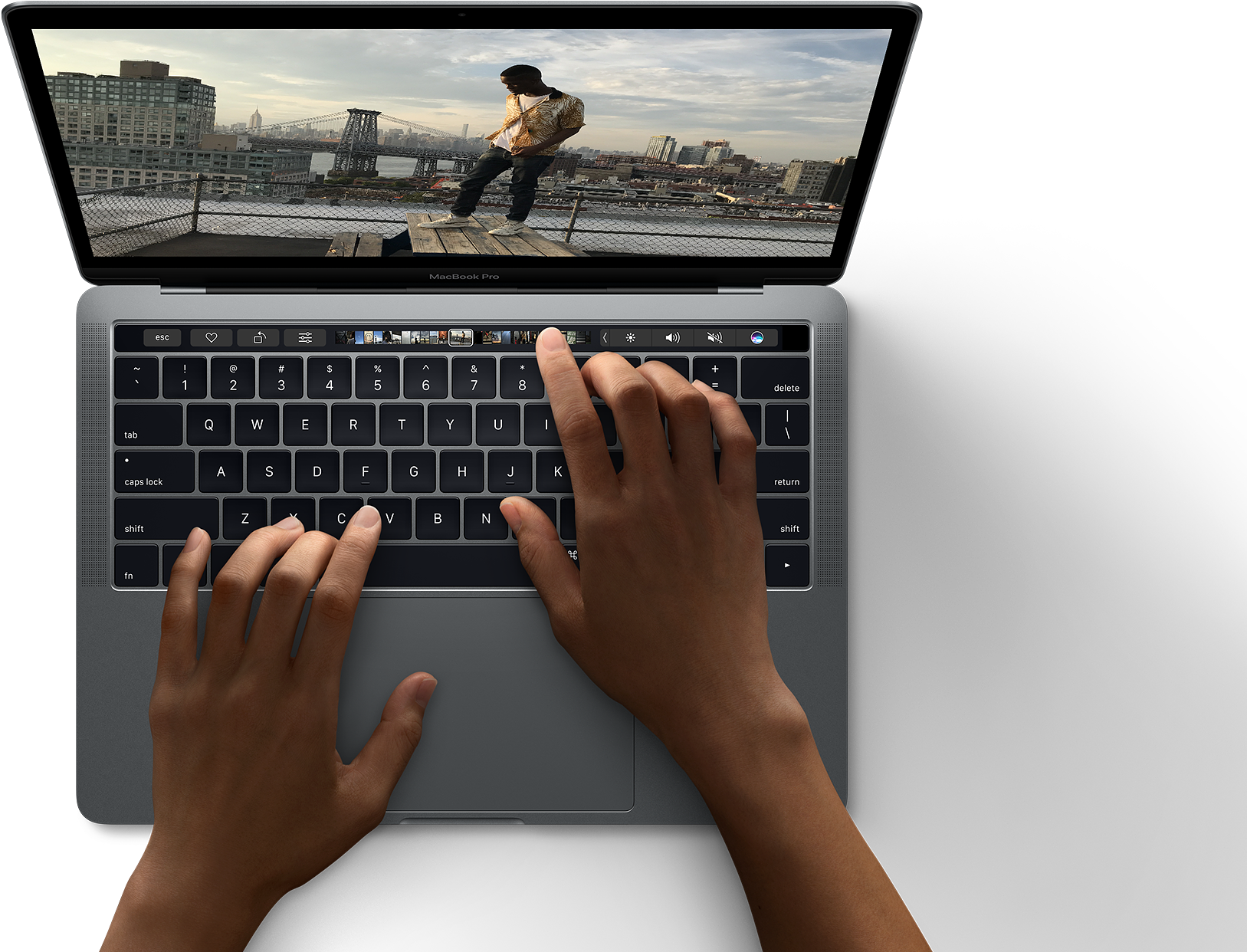 Intelligent Typing Features Like Emoji And Predictive - Macbook Pro Touch Bar Adobe Premiere (2048x1306), Png Download