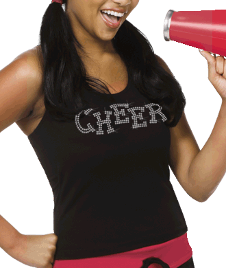 Rhinestone Cheer Black Racer Back Tank Top - Cheerleading (330x390), Png Download
